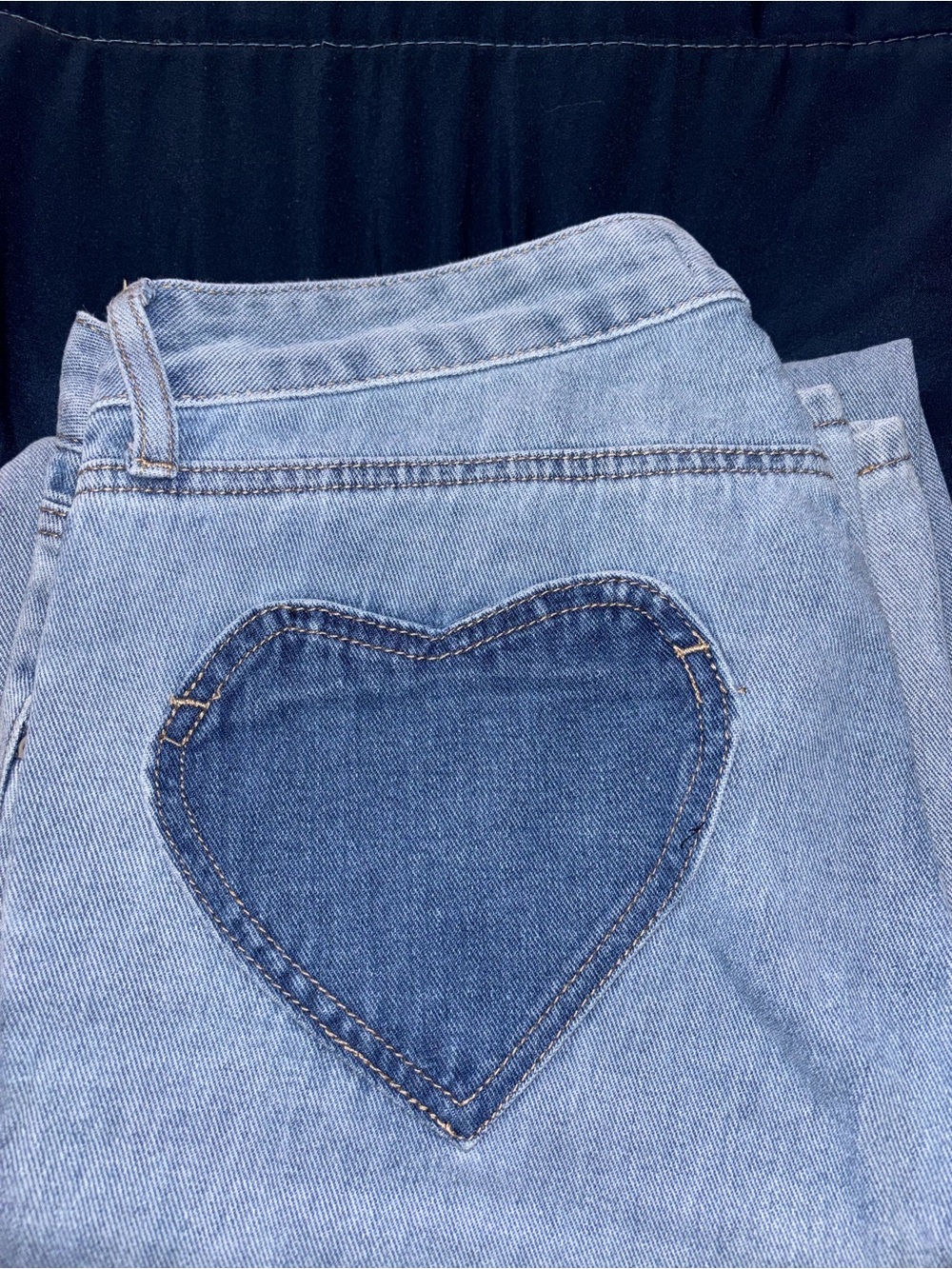 Ashley Mason Light Blue Denim Jeans with Dark Blue Heart Patch